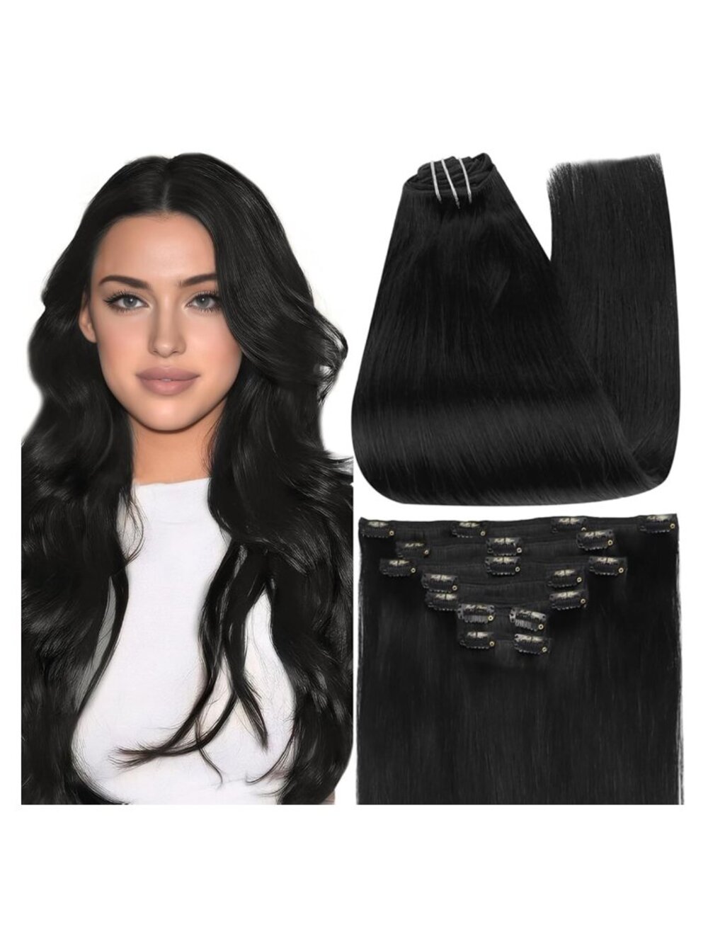Clip In Hair Extensions 24 Inch Remy Human Hair 7 Pieces Wefts